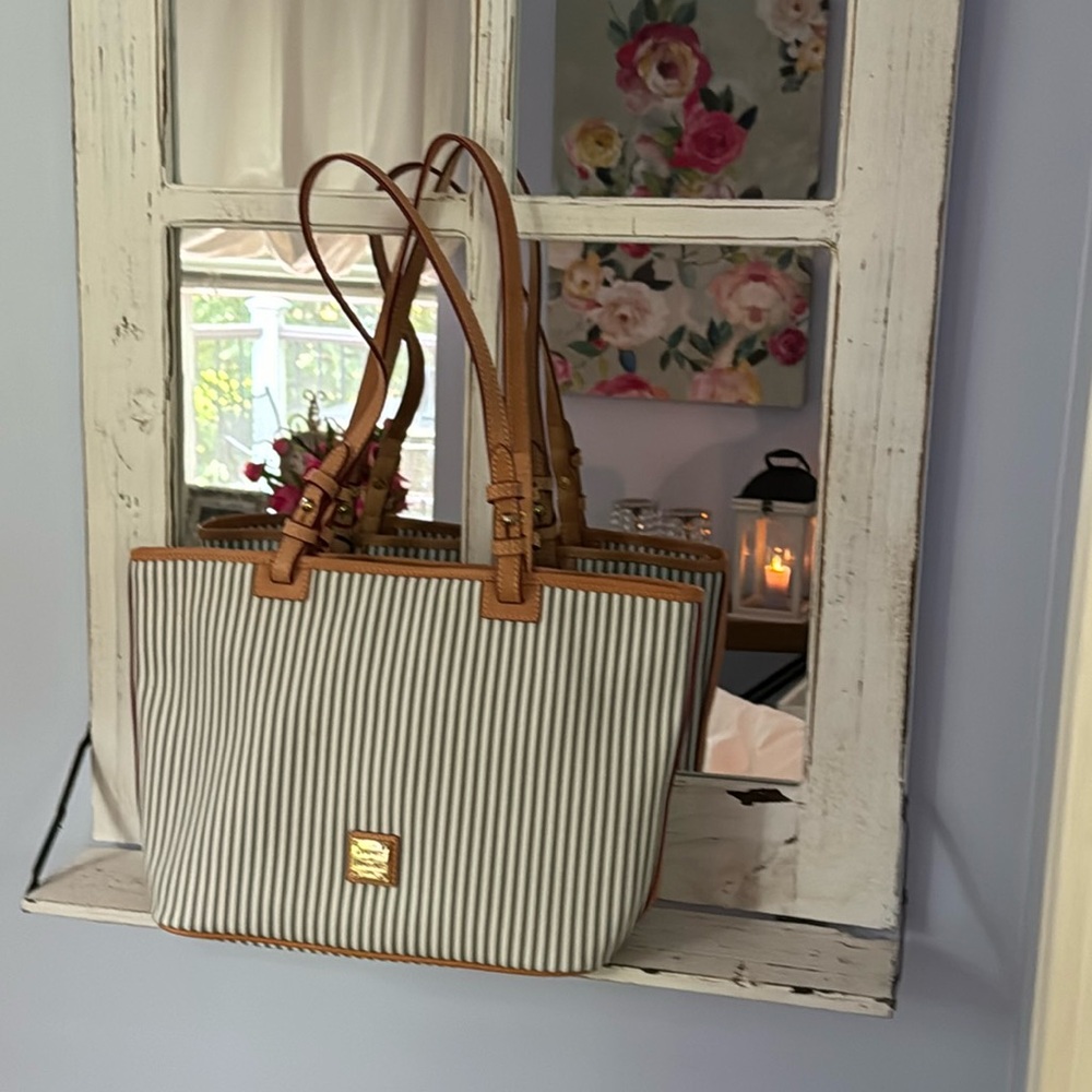 DOONEY & BOURKE Taupe Stripe Small Leisure Shopper Brand NEW w/Tags - Picture 1 of 12